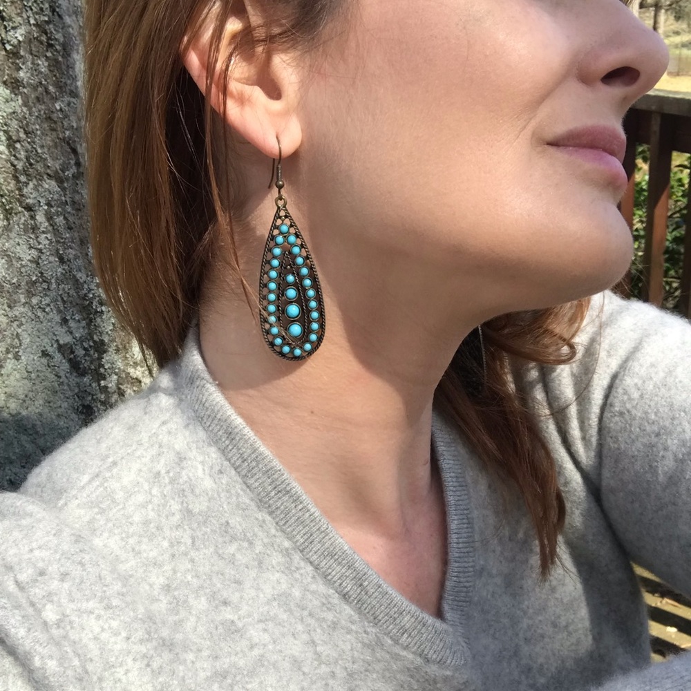 $18 Turquoise statement earrings - Picture 2 of 6